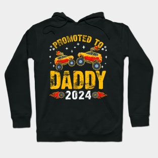 Promoted To Daddy Est 2024 Monster Trucks Dad To Be Hoodie